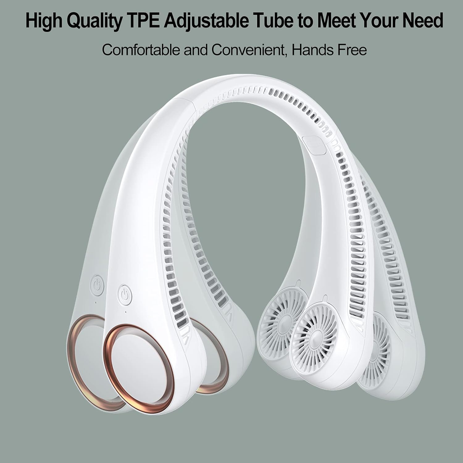 Portable Fan Neck Fans for Women Men Bladeless Personal Fan Rechargeable USB 4000mAh Battery Operated with 3 Speeds Hand-Free Neck Fan for Outdoor & Indoor Use Portable Rechargeable Small Fan White