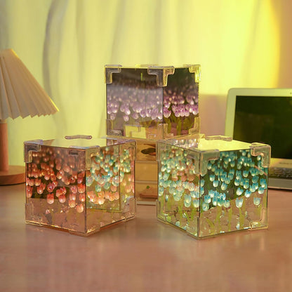 ROMJ Do It Yourself Aesthetic Tulip Cube Lamp – 20 LED Flowers for Desktop, Bedroom & Living Room Décor Best Birthday Gift