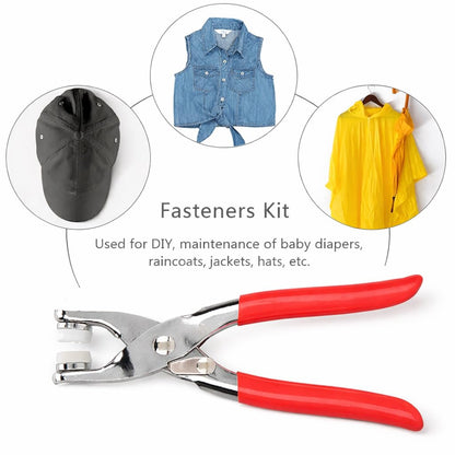 Coslifestore Premium Snap Button Fastener Tool Kit – 100 Sets 9.5mm Metal Fasteners with Hand Pliers Tool, Five-Claw Copper Buckles for Sewing, Garment Stapler, DIY Crafts, Baby Clothes, Leather, Hats, Bibs & Rompers