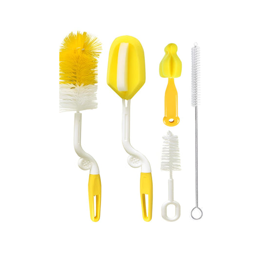 DALUCI 5-in-1 Baby Bottle Cleaning Brush Set | Feeding Bottle Cleaner Kit with Nipple Brush, Straw Brush & Sponge | Safe Nylon Bristle Bottle Brush for Bottles, Nipples & Accessories (5 Pcs)