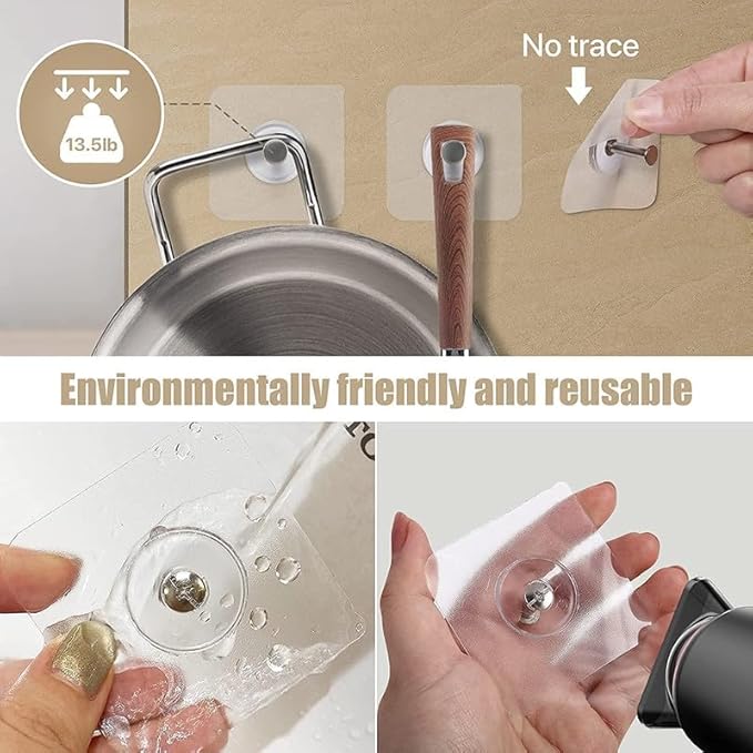 Heavy-Duty Self-Adhesive Wall Hooks (5-Pack, 10KG, No Drilling, Waterproof)