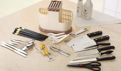Multi-Function Kitchen Cutlery Organizer & Draining Basket