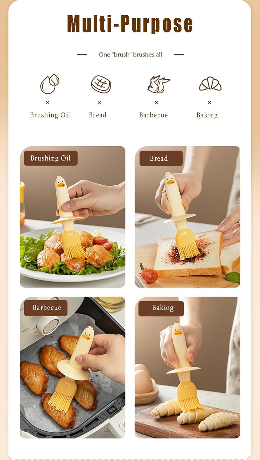 VARENYYA Olive Oil Dispenser Bottle with Silicone Brush Cute Duck Silicone Oil Dispenser Bottle for Cooking, Frying, Baking, BBQ Pancake