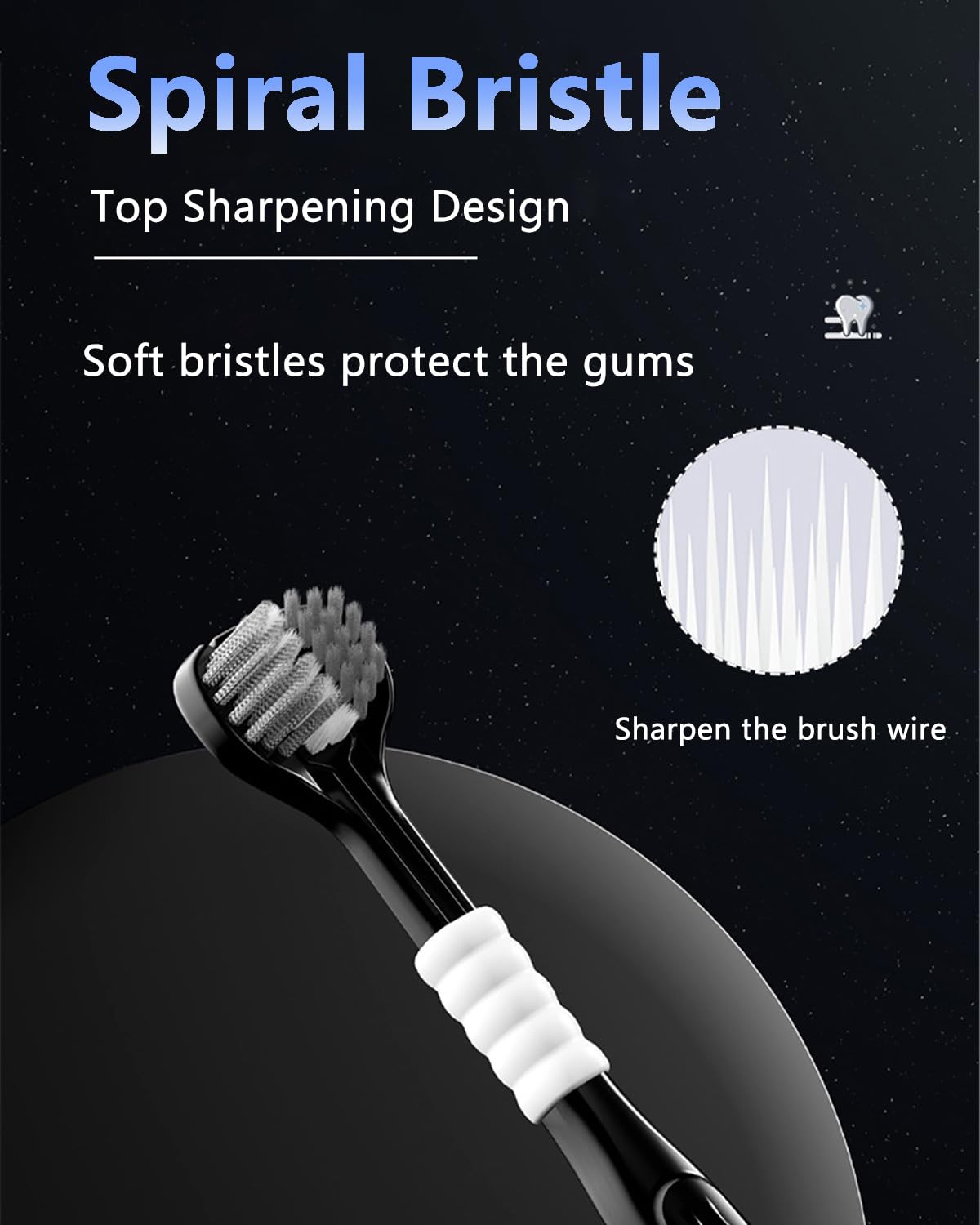 Plexaris 3-Sided Toothbrush for Adults (2-Pack, Soft Bristles with Tongue Cleaner)