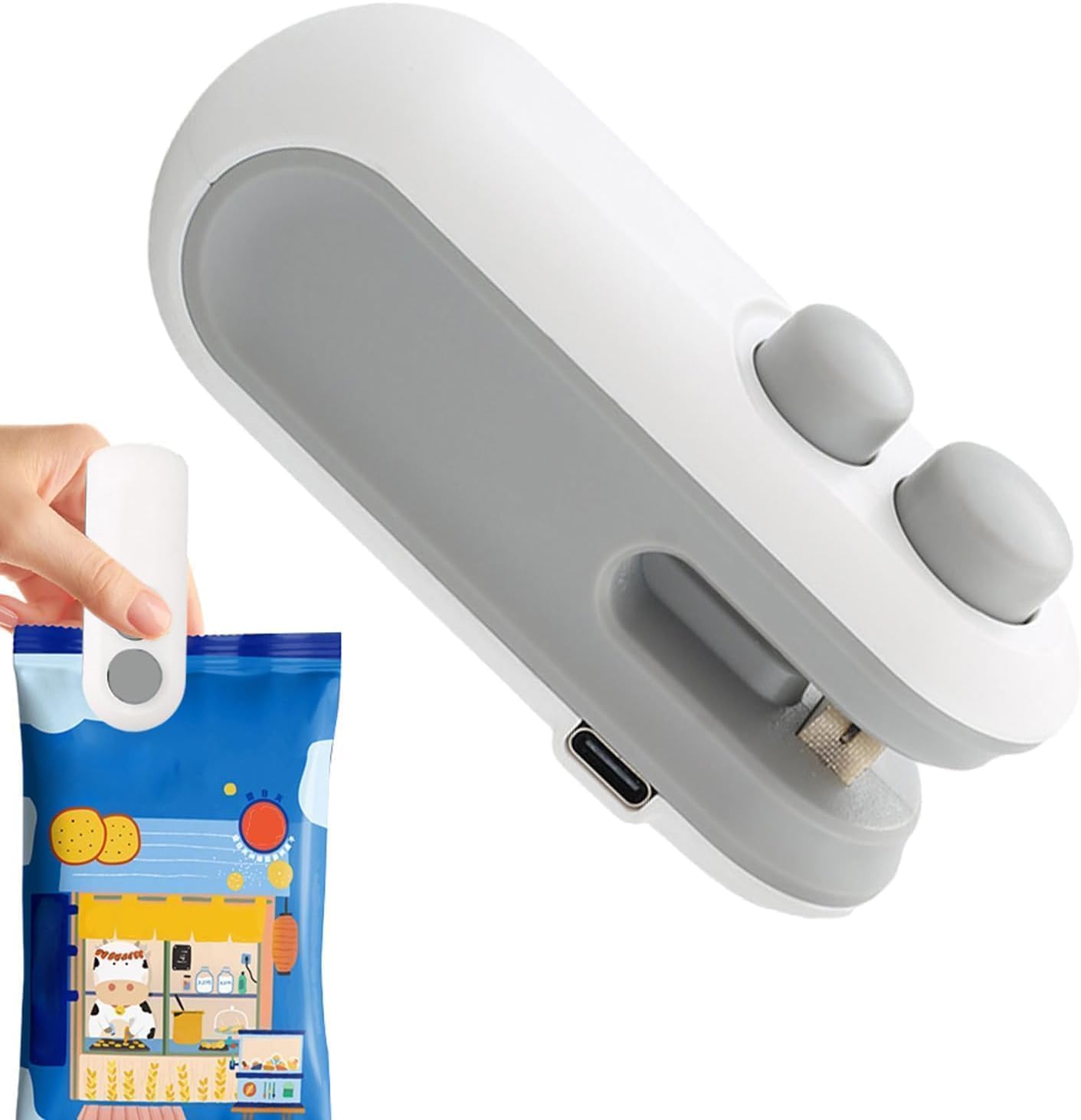Plastic Bags sealing machine mini Sealing Packet Sealer for Chips or vegetables (WHITE)