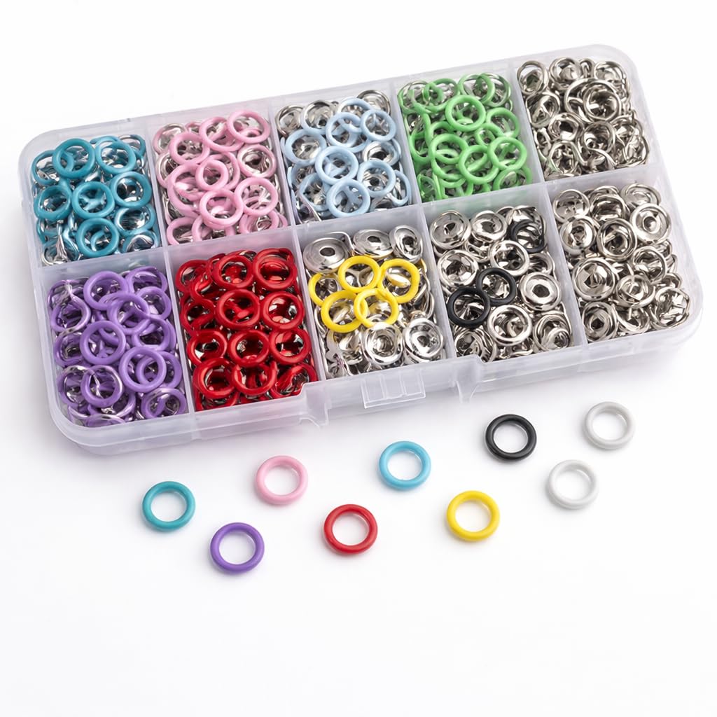 Coslifestore Premium Snap Button Fastener Tool Kit – 100 Sets 9.5mm Metal Fasteners with Hand Pliers Tool, Five-Claw Copper Buckles for Sewing, Garment Stapler, DIY Crafts, Baby Clothes, Leather, Hats, Bibs & Rompers