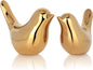 Keskriva Ceramic Blessing Birds Figurine for Home Decor Living Room, Bedroom, Office Desk, Cabinets Small Animal Statues Cute Modern Love Statue Sculpture Solid Luxurious Fashionable(Pack of 2,Golden