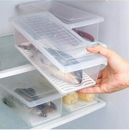 Food Storage Containers with Drain Plate – Stackable Fridge Box (Pack of 6)