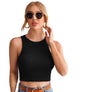 Istyle Can Women's & Girls' Solid Crew Neck Ribbed/Knitted Sleeveless Stretchable Slim Fit Crop Tank Top