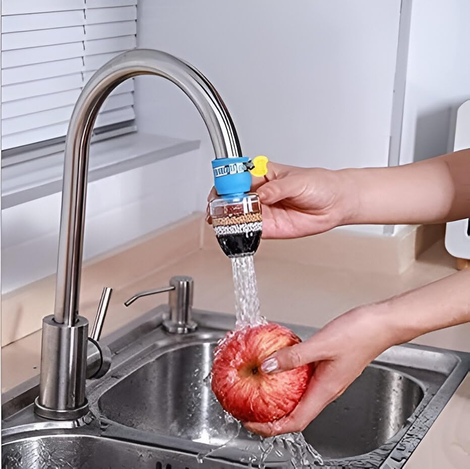 Pack of 2 Activated Carbon Faucet Water Filter | Tap Water Purifier for Kitchen & Bathroom | Hard Water & Chlorine Removal | Universal Leak-Proof Tap Filter