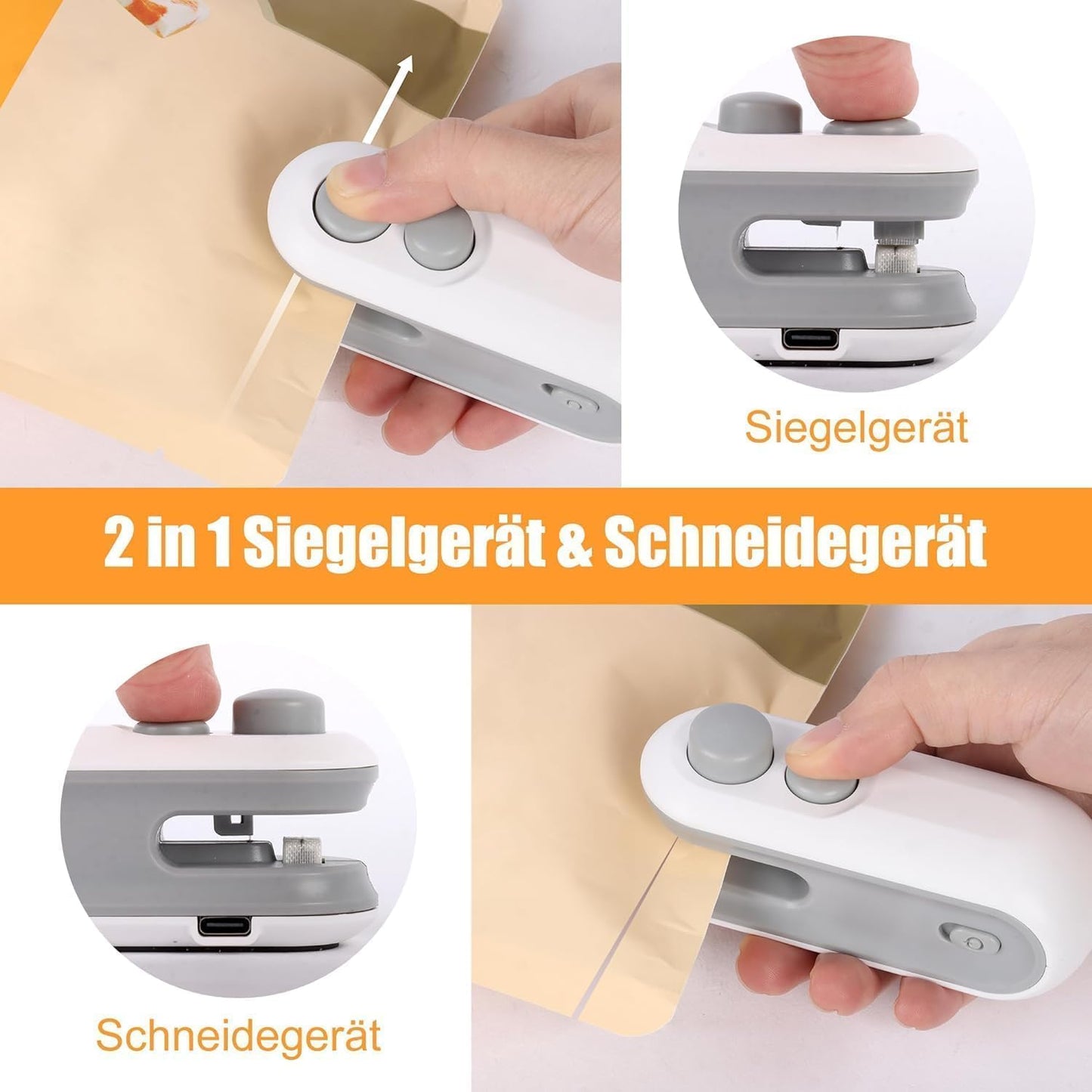 Plastic Bags sealing machine mini Sealing Packet Sealer for Chips or vegetables (WHITE)