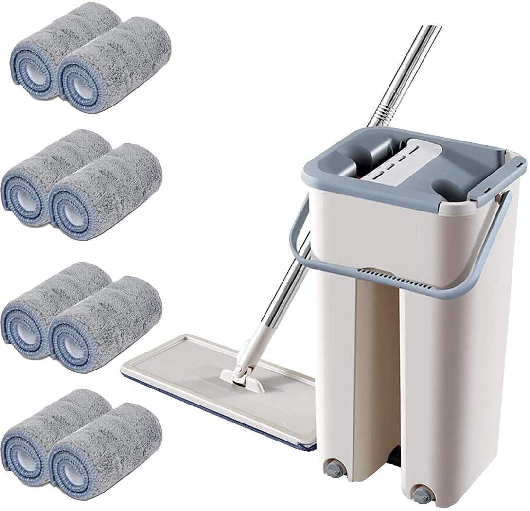 Orchid M Foldable Flat Mop with Buckets Set with 4 Reusable Microfiber Pads