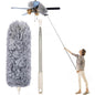 Microfiber Feather Duster Bendable & Extendable Fan Cleaning Mop with Long Rod 100 inches Expandable Pole Handle