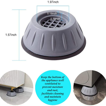 Anti Vibration Rubber Pad with Suction Cup Feet for Support Heavy Appliances Like Washing Machine Fridge Generator Washer Dryer with Noise Cancelation Features Grey 4 Pcs