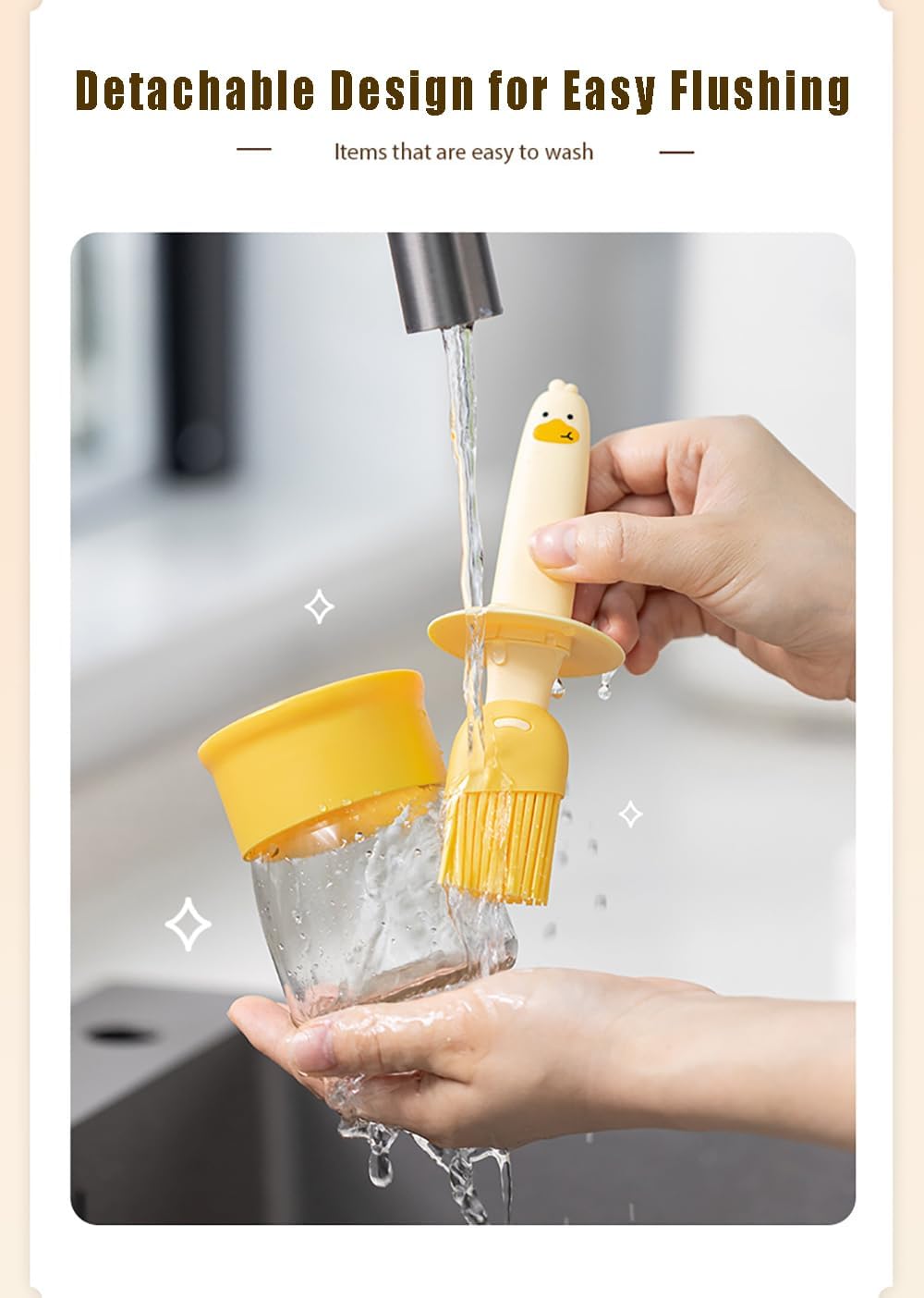 VARENYYA Olive Oil Dispenser Bottle with Silicone Brush Cute Duck Silicone Oil Dispenser Bottle for Cooking, Frying, Baking, BBQ Pancake