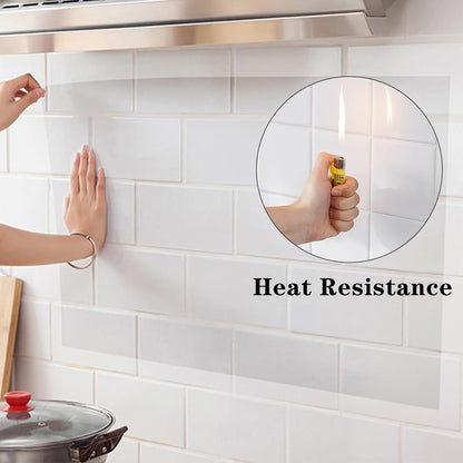 SUNBIRD Kitchen Anti-Oil & High-Temperature Resistance Transparent Tile Sticker, Kitchen Backsplash Clear Wall Protector, Proof Self Adhesive 140 Micron Thickness(12" x 36" Inch)