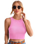 Istyle Can Women's & Girls' Solid Crew Neck Ribbed/Knitted Sleeveless Stretchable Slim Fit Crop Tank Top