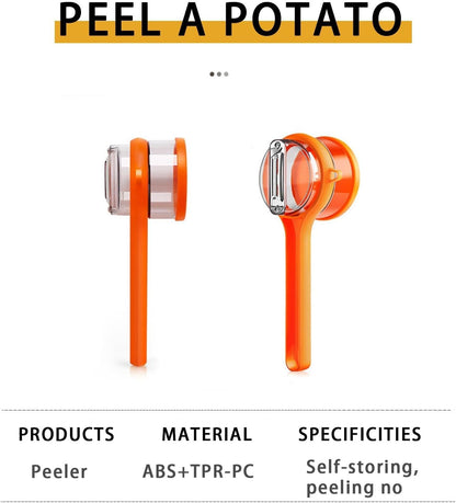 Multifunctional Vegetable Peeler with Container – Double-Sided Stainless Steel Peeler for Fruits & Vegetables | Kitchen Gadget for Potatoes, Carrots & More