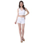NoBarr Women's Regular Fit Cotton Two Piece Beachwear Top & Short White