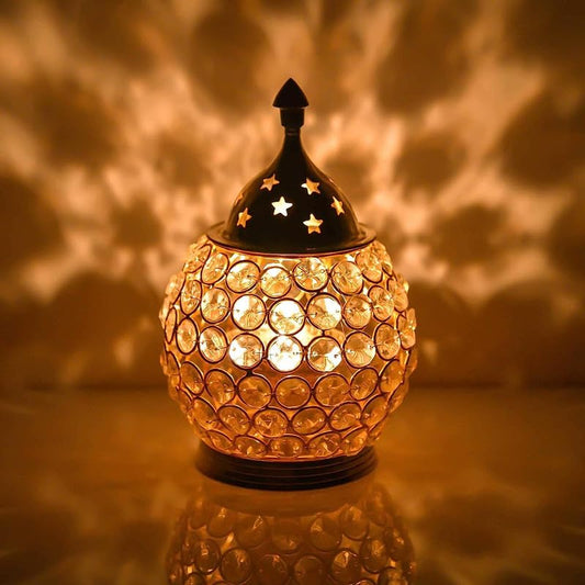 Brass Akhand Diya for Puja Big Size, Crystal Oil Lamp Diyas, Tea Light Holder,Puja Lamp Diwali Lights for Decoration (Large 17 X 14.5 Cm)