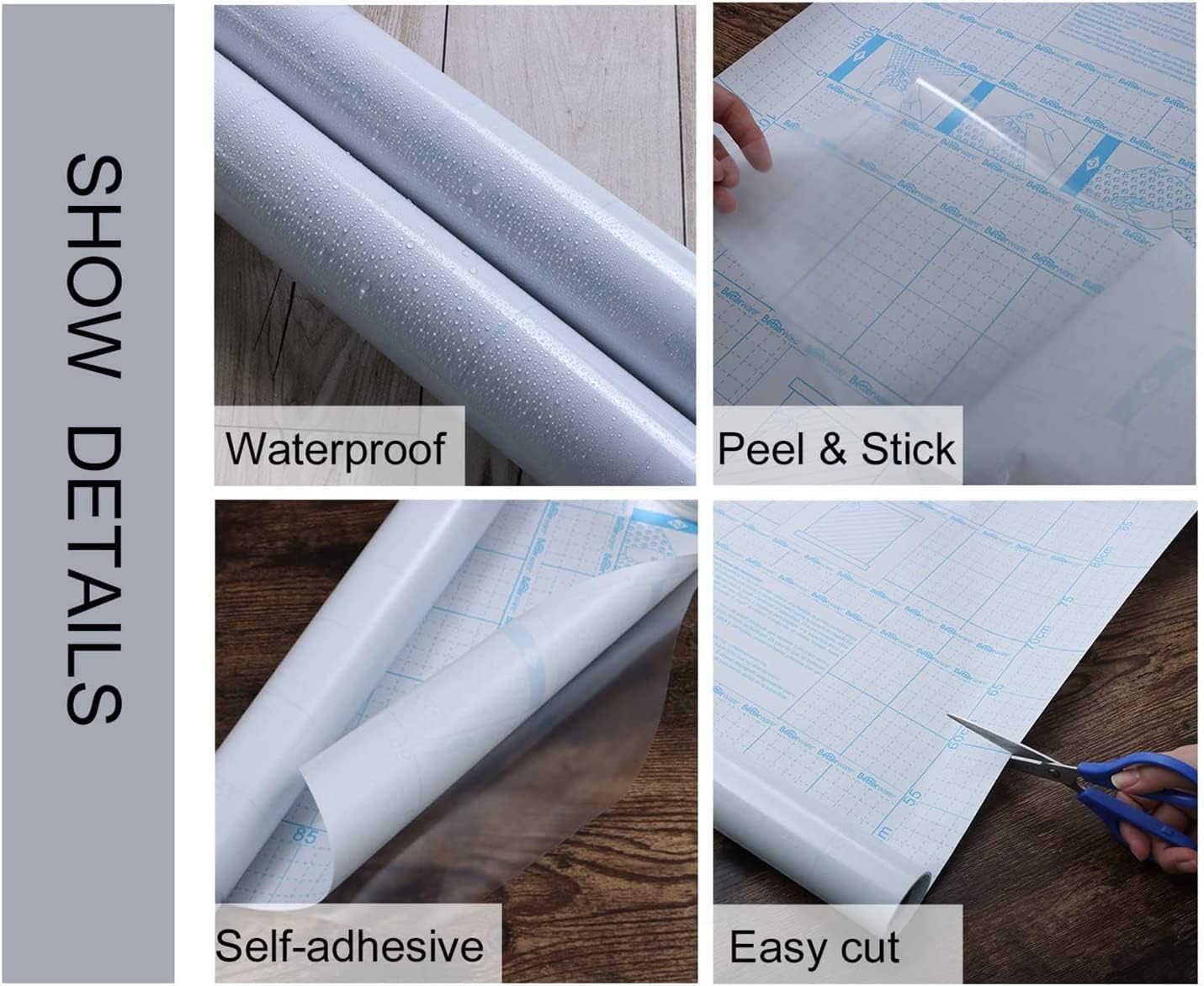 SUNBIRD Kitchen Anti-Oil & High-Temperature Resistance Transparent Tile Sticker, Kitchen Backsplash Clear Wall Protector, Proof Self Adhesive 140 Micron Thickness(12" x 36" Inch)