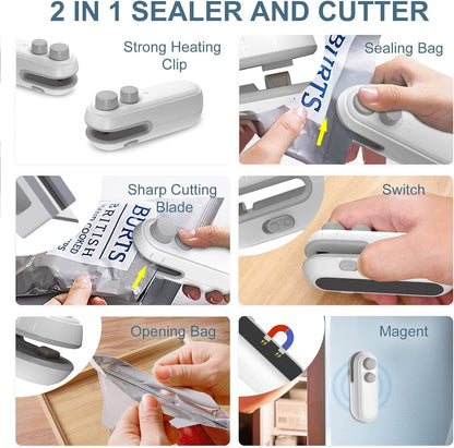 Plastic Bags sealing machine mini Sealing Packet Sealer for Chips or vegetables (WHITE)