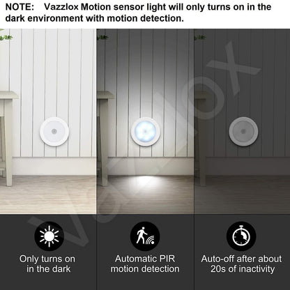 VazzLox Motion Sensor Light for Home (Pack of 2) with USB Charging Wireless Self Adhesive LED Body Induction Lamp Sensor Light for Wardrobe Lights with Sensor Night Light for Cupboard Stairs (White)