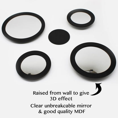 VAH- Kya Bat Hai !! Wall Art Round Black Frame Wall Mirror Sticker for Home, Styles Design Gift for Best Friend, Her, Him (5 Mirror Stickers & 2 MDF Sticker, Framed)