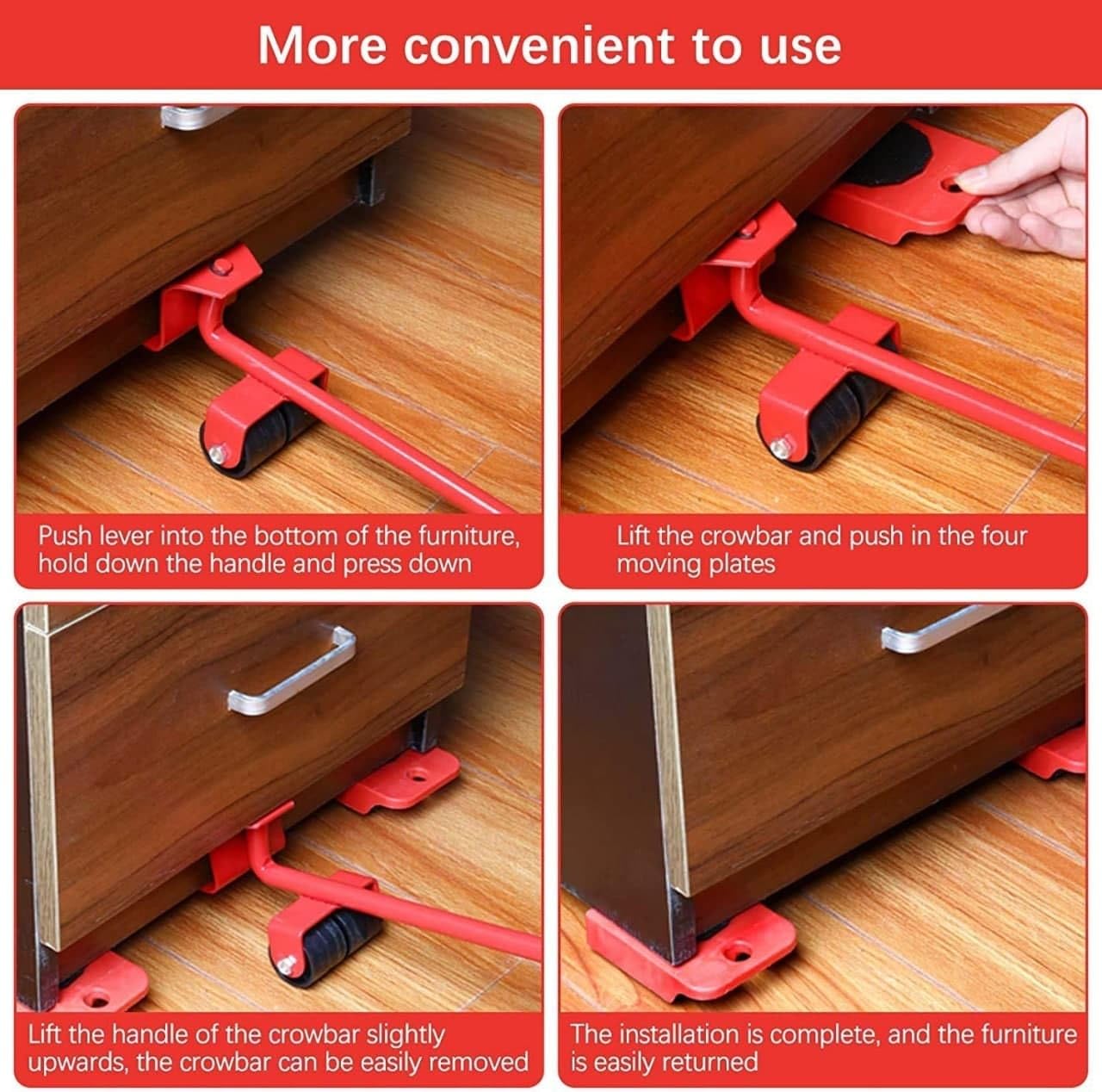 GOSHTI ENTERPRISE Furniture Lifter Mover Tool Set Heavy Duty Furniture Lifter Mover Tool Set, Furniture Moving Roller Wheel Set Wardrobes Adjustable Height