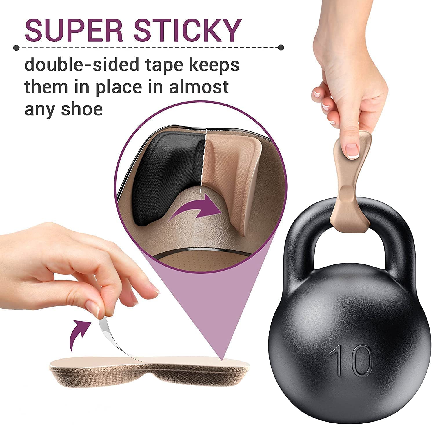 VENTWILLA Shoe Bite Protector for Women, Heel Grips Liner Cushions Inserts for Loose Shoes, Shoe Fillers for Women, Shoe Insoles for Men Fit and Comfort (1)