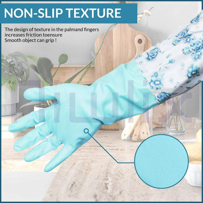 Niwlix Hand Gloves For Kitchen Dishwashing, Gardening, Cleaning Non-Slippery & Durable Long Elbow Length (Pink)