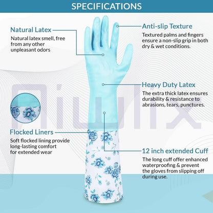 Niwlix Hand Gloves For Kitchen Dishwashing, Gardening, Cleaning Non-Slippery & Durable Long Elbow Length (Pink)