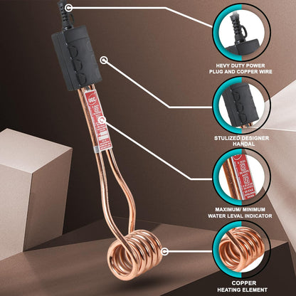 UGC Immersion Water Heater rod - 1500 Watt Shock Proof Electric 100% copper Easy to use 1 year Brand warranty