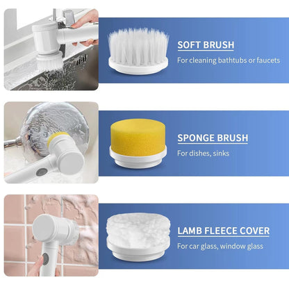 Electric Spin Scrubber, Waterproof Electric Cleaning Brush with 4 Brush Heads, Power Scrubber Electric Scrubber Shower Scrubber for Cleaning Kitchen, Window, Sink, Dish, Grout, Wall, Bathtub
