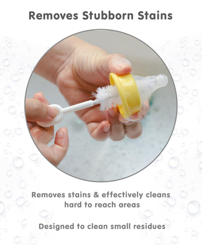 DALUCI 5-in-1 Baby Bottle Cleaning Brush Set | Feeding Bottle Cleaner Kit with Nipple Brush, Straw Brush & Sponge | Safe Nylon Bristle Bottle Brush for Bottles, Nipples & Accessories (5 Pcs)