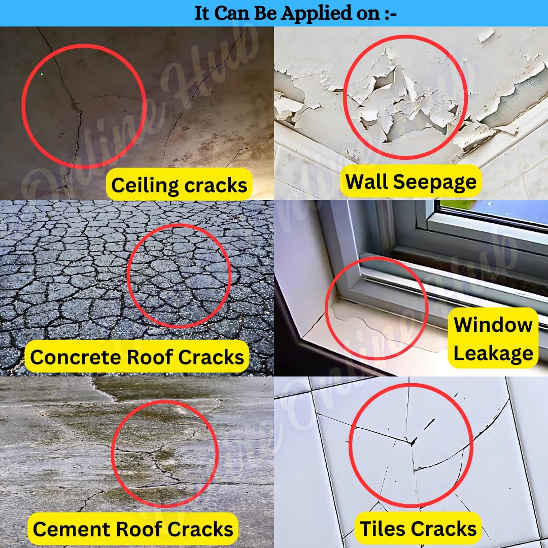 5 years Shelf Life | Acrylic Transparent Waterproof Glue for Roof Crack & Leakage Repair | Crack seal Glue 300g with Brush | Waterproofing Solution for leakage in rain | Non-toxic Environment friendly Pack of 2
