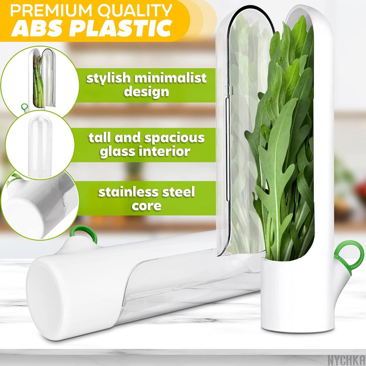 Herb Saver Best Keeper for Freshest Produce, Lasting Refrigerator Herb Keeper, Clear Herb Savor Pod, Herb Storage Container for Cilantro, Mint, Asparagus (3Pcs)