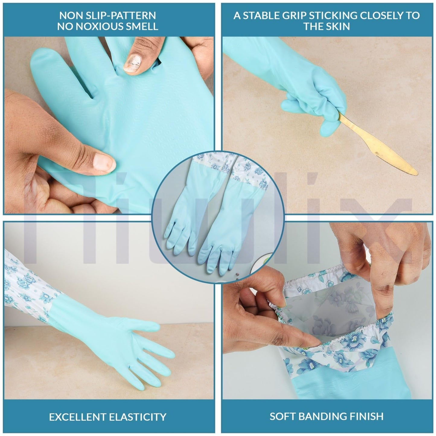 Niwlix Hand Gloves For Kitchen Dishwashing, Gardening, Cleaning Non-Slippery & Durable Long Elbow Length (Pink)