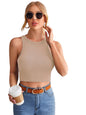 Istyle Can Women's & Girls' Solid Crew Neck Ribbed/Knitted Sleeveless Stretchable Slim Fit Crop Tank Top