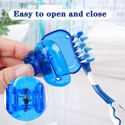 Toothbrush Head Cover 4 Pcs Set Portable Toothbrush Head Protector Protective Portable Plastic Clip's Toothbrush Cover for Household Travel Camping Bathroom Office Oral Care (Multicolour)