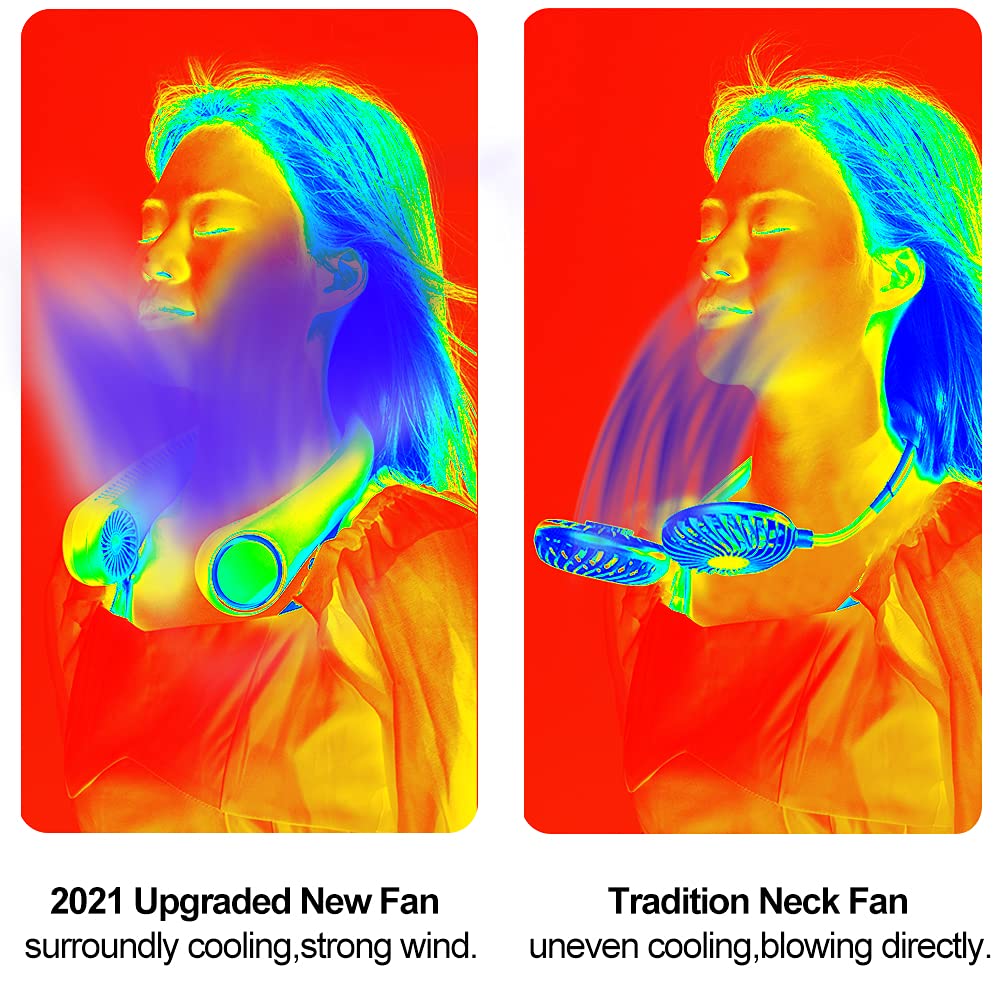Portable Fan Neck Fans for Women Men Bladeless Personal Fan Rechargeable USB 4000mAh Battery Operated with 3 Speeds Hand-Free Neck Fan for Outdoor & Indoor Use Portable Rechargeable Small Fan White