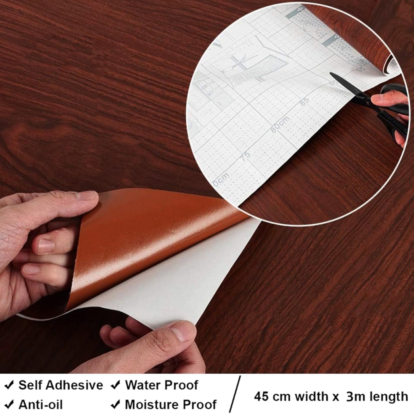 Self-Adhesive Brown Wood Vinyl Wallpaper for Furniture, Doors & Wardrobes - Waterproof, Dustproof, Oilproof PVC Stickers (Brown Wood Wallpaper)