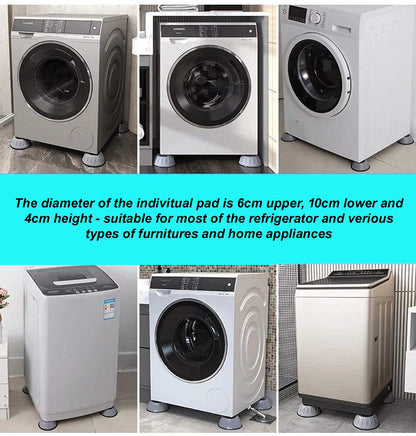 Anti Vibration Rubber Pad with Suction Cup Feet for Support Heavy Appliances Like Washing Machine Fridge Generator Washer Dryer with Noise Cancelation Features Grey 4 Pcs