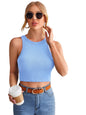 Istyle Can Women's & Girls' Solid Crew Neck Ribbed/Knitted Sleeveless Stretchable Slim Fit Crop Tank Top