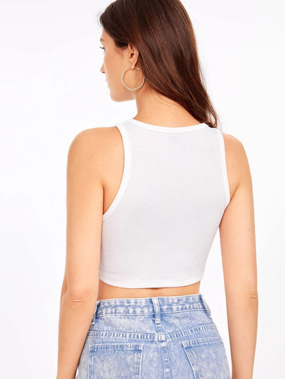 Istyle Can Women's & Girls' Solid Crew Neck Ribbed/Knitted Sleeveless Stretchable Slim Fit Crop Tank Top
