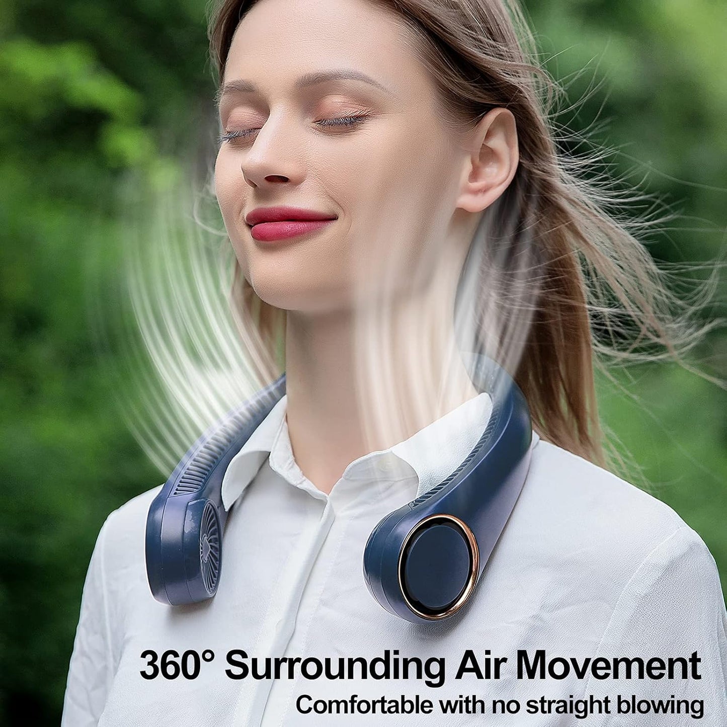 Portable Fan Neck Fans for Women Men Bladeless Personal Fan Rechargeable USB 4000mAh Battery Operated with 3 Speeds Hand-Free Neck Fan for Outdoor & Indoor Use Portable Rechargeable Small Fan White
