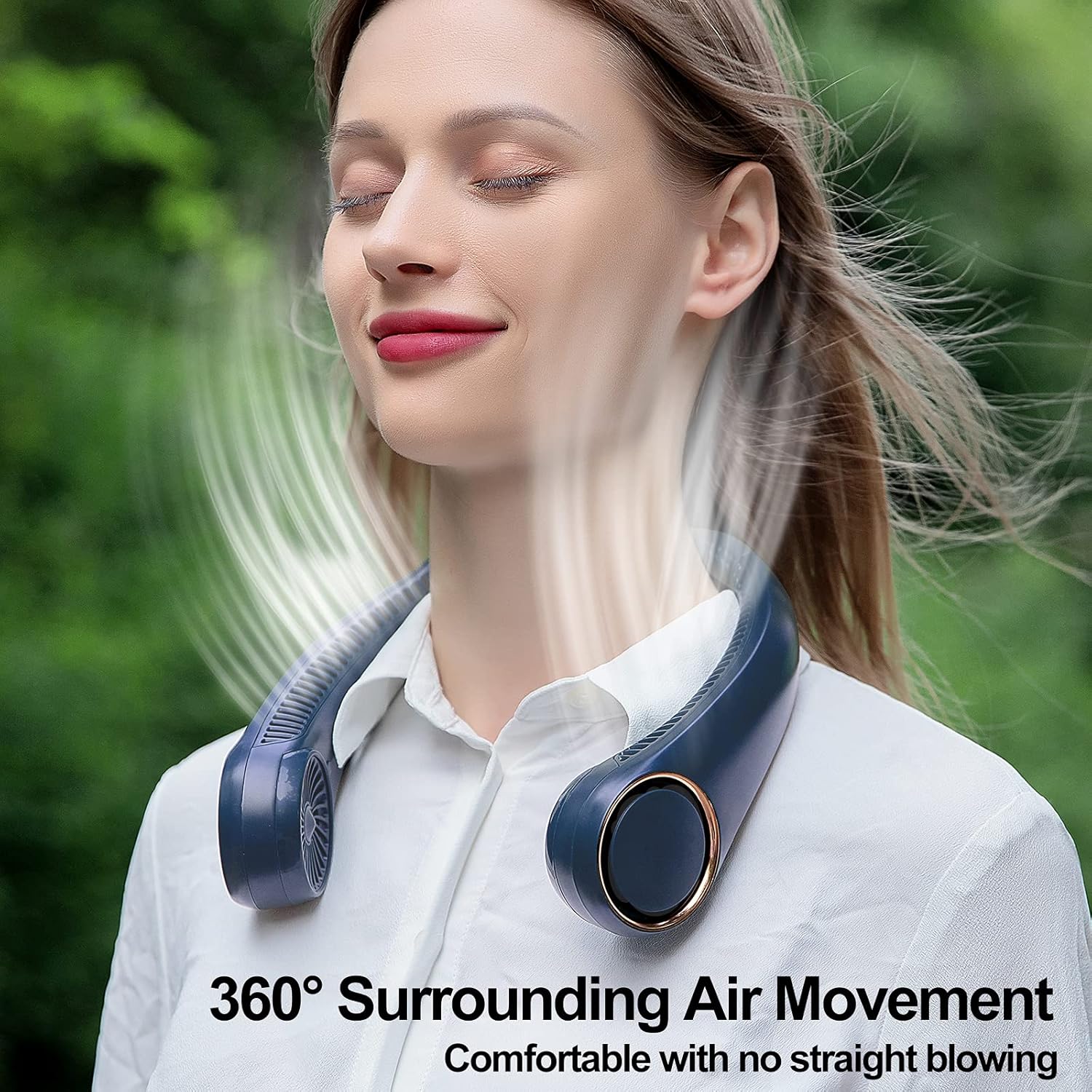 Portable Fan Neck Fans for Women Men Bladeless Personal Fan Rechargeable USB 4000mAh Battery Operated with 3 Speeds Hand-Free Neck Fan for Outdoor & Indoor Use Portable Rechargeable Small Fan White