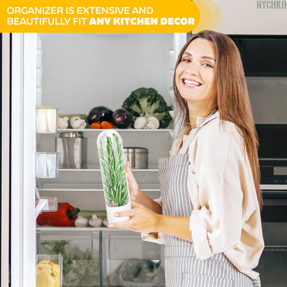 Herb Saver Best Keeper for Freshest Produce, Lasting Refrigerator Herb Keeper, Clear Herb Savor Pod, Herb Storage Container for Cilantro, Mint, Asparagus (3Pcs)