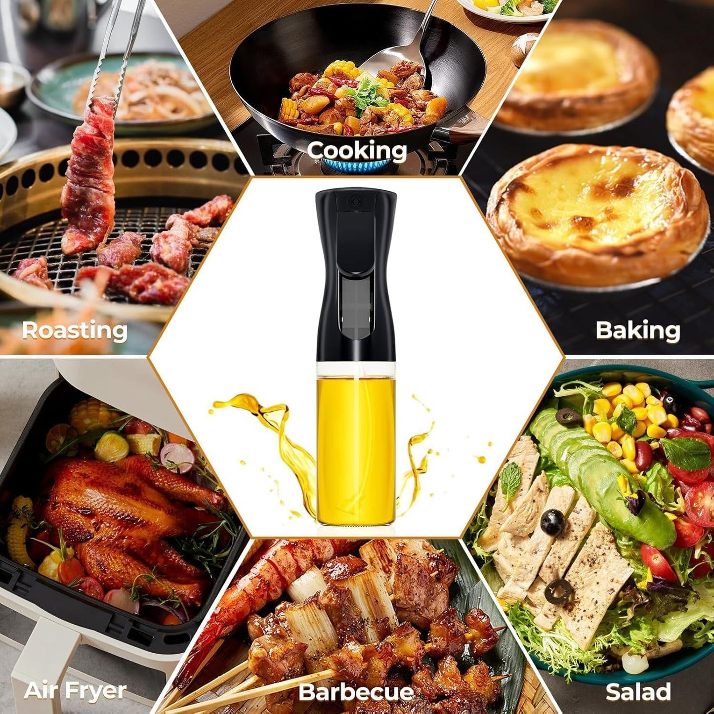 Oil Sprayer Bottle for Cooking, Durable and Food Grade Glass Oil Spray Bottle for Kitchen, Leak-Proof and Refillable Oil Sprayer for Air Fryer, Salad Dressing, Roasting and Frying 220 ML