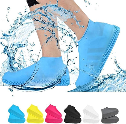 SHAKTISM Waterproof Silicone Shoe Covers, Size Large, Reusable Rain Boots for Outdoor Activities, Lightweight, Foldable, Easy to Clean - 1 Pair (Random Colour) Multi